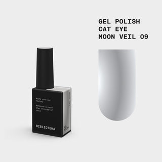 Cat Eye Gel Polish № 09 Moon Veil – delicate silvery white, 10 ml