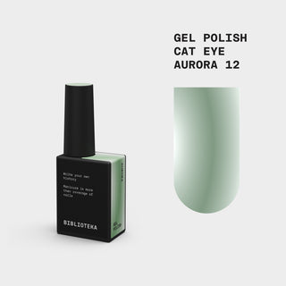 Cat Eye Gel Polish № 12 Aurora – green pearlescent, 10 ml