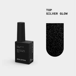 BIBLIOTEKA Top Coat with UV Filter and Silver Glow, 10 ml