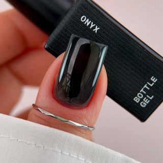 BIBLIOTEKA Bottle Gel № 01 Onyx – a velvety black gel, 10 ml