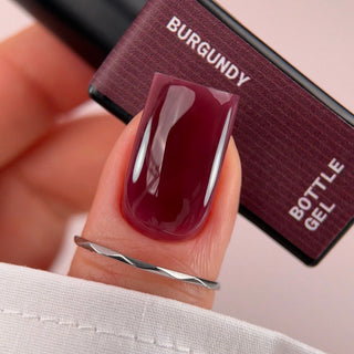 BIBLIOTEKA Bottle Gel № 08 Burgundy – a sheer burgundy gel, 10 ml.