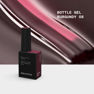 BIBLIOTEKA Bottle Gel № 08 Burgundy – a sheer burgundy gel, 10 ml.